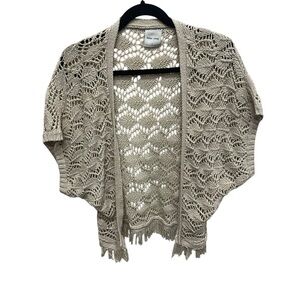Bishop & young Beige scalloped Knit Open-Front Sweater cardigan small